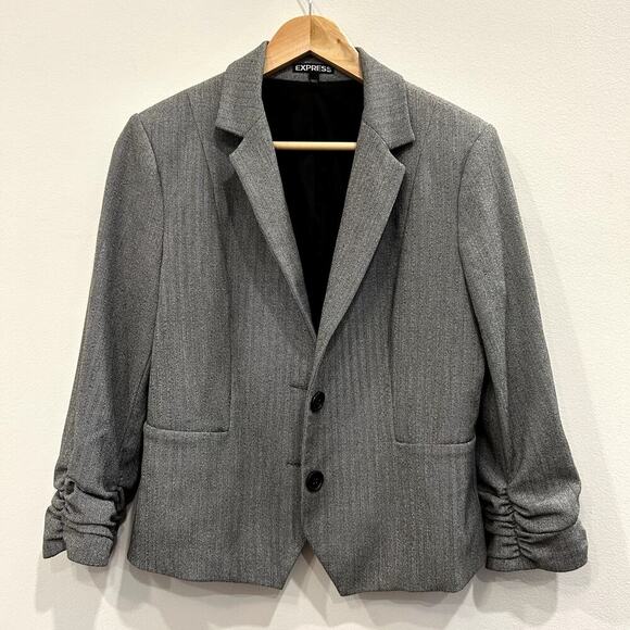 EXPRESS Herringbone Gray Blazer Sz 10 - Picture 1 of 4
